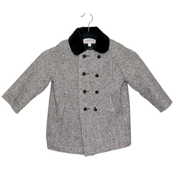 Carter’s Vintage Velvet Collar Black White Peacoat Size 4 - Picture 1 of 5
